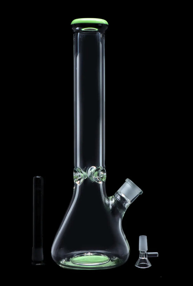 9mm Beaker with Color Ring Water Pipe - 16 in.