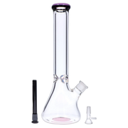 9mm Beaker with Color Ring Water Pipe - 16 in.