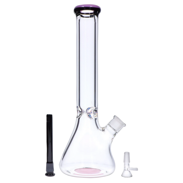 9mm Beaker with Color Ring Water Pipe - 16 in.