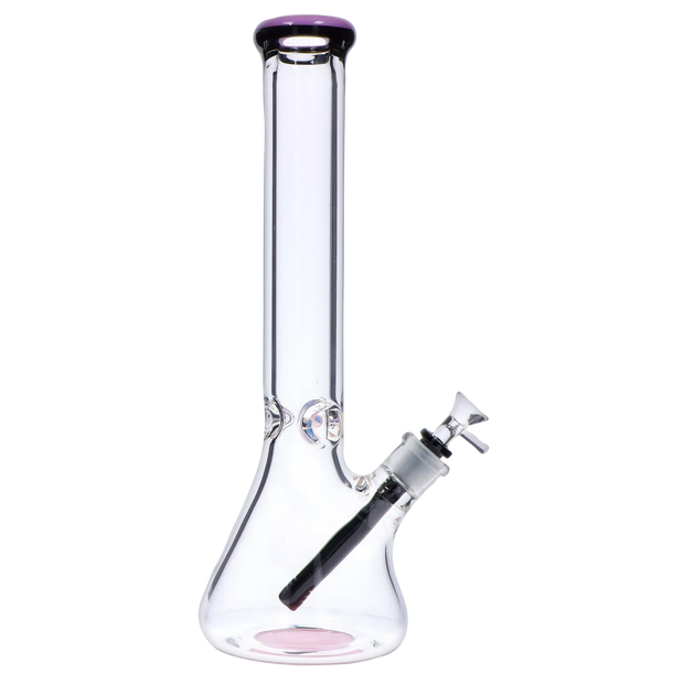9mm Beaker with Color Ring Water Pipe - 16 in.