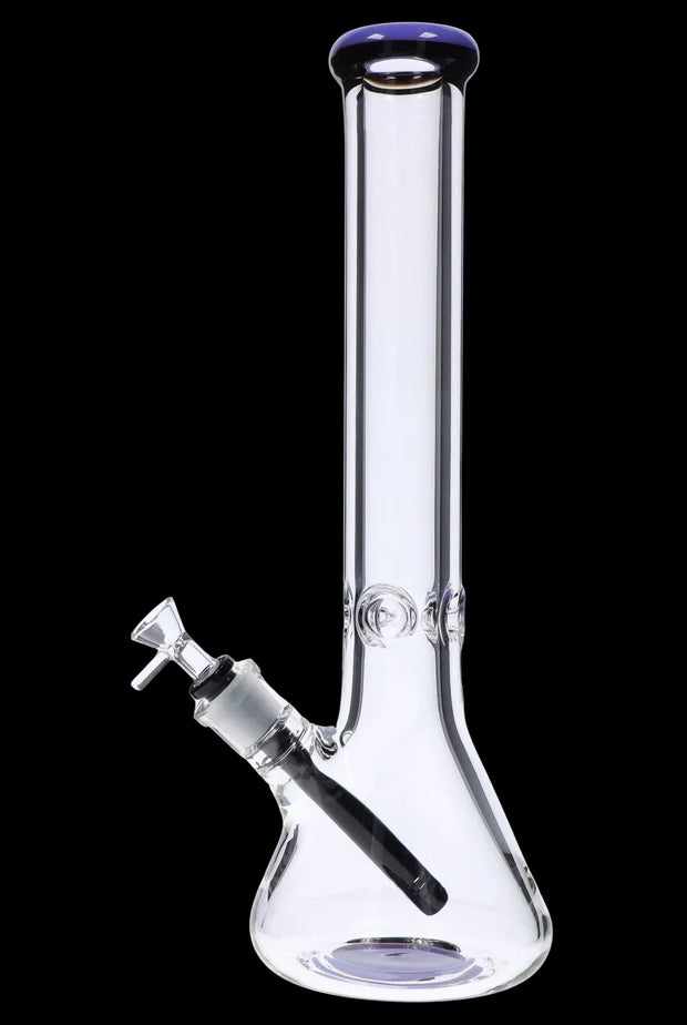 9mm Beaker with Color Ring Water Pipe - Milky Purple - 16 in.