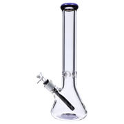 9mm Beaker with Color Ring Water Pipe - Milky Purple - 16 in.