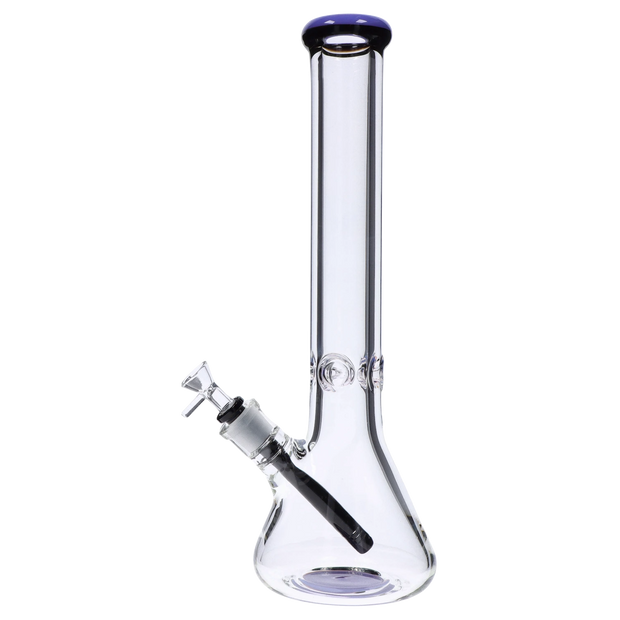 9mm Beaker with Color Ring Water Pipe - Milky Purple - 16 in.