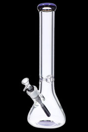 9mm Beaker with Color Ring Water Pipe - Milky Purple - 16 in.