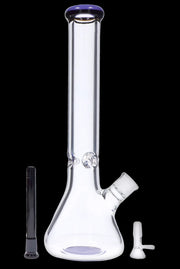 9mm Beaker with Color Ring Water Pipe - Milky Purple - 16 in.