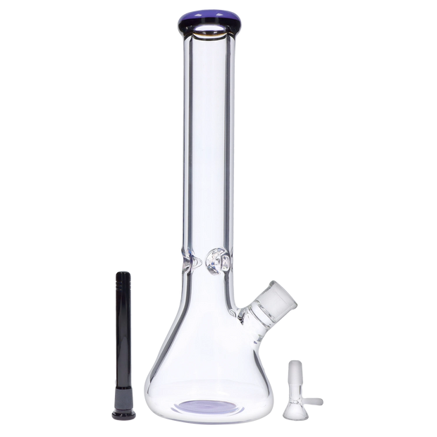 9mm Beaker with Color Ring Water Pipe - 16 in.