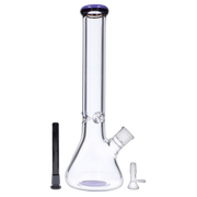 9mm Beaker with Color Ring Water Pipe - Milky Purple - 16 in.
