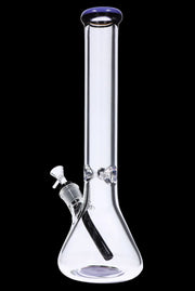 9mm Beaker with Color Ring Water Pipe - Milky Purple - 16 in.