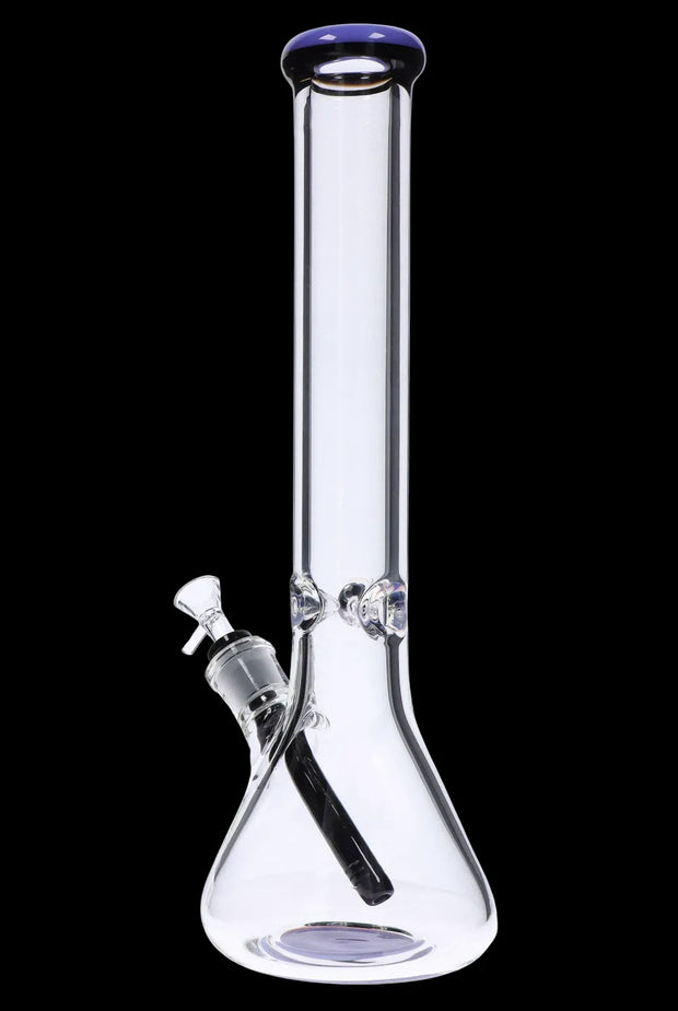 9mm Beaker with Color Ring Water Pipe - Milky Purple - 16 in.