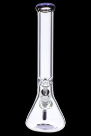 9mm Beaker with Color Ring Water Pipe - Milky Purple - 16 in.