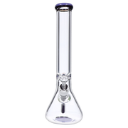 9mm Beaker with Color Ring Water Pipe - Milky Purple - 16 in.