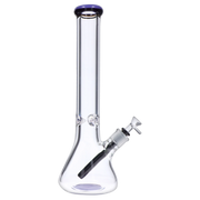 9mm Beaker with Color Ring Water Pipe - Milky Purple - 16 in.