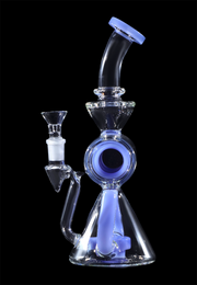 Barrel with Circ Perc Water Pipe - Blue Jade - 7.5 in.