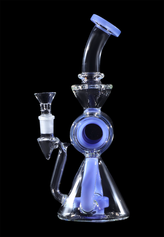 Barrel with Circ Perc Water Pipe - Blue Jade - 7.5 in.
