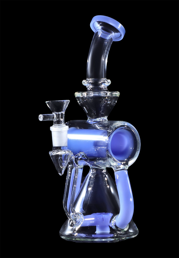 Barrel with Circ Perc Water Pipe - Blue Jade - 7.5 in.
