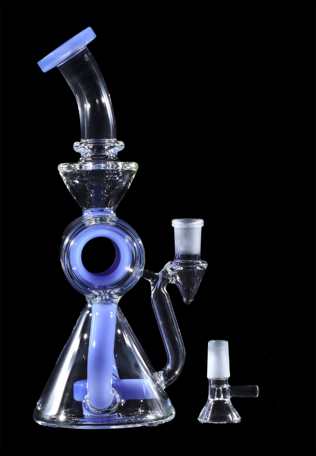 Barrel with Circ Perc Water Pipe - Blue Jade - 7.5 in.