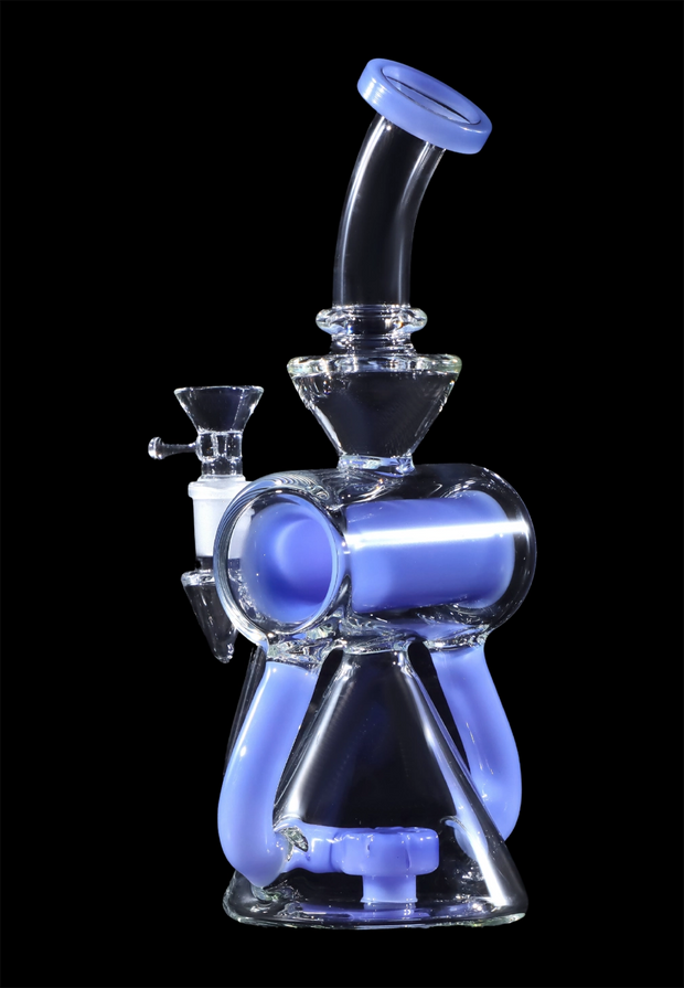 Barrel with Circ Perc Water Pipe - Blue Jade - 7.5 in.