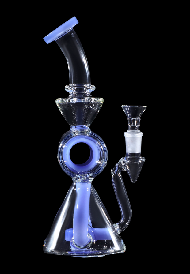 Barrel with Circ Perc Water Pipe - Blue Jade - 7.5 in.