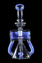 Barrel with Circ Perc Water Pipe - Blue Jade - 7.5 in.