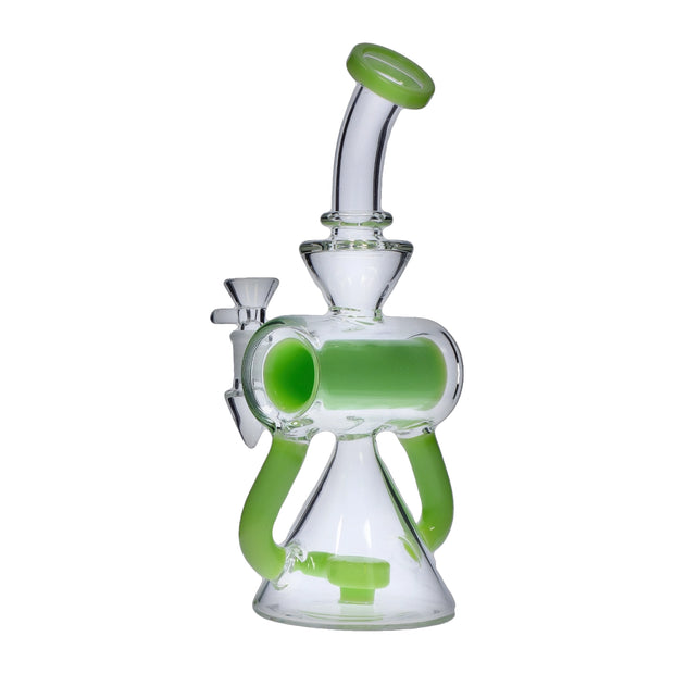 Barrel with Circ Perc Water Pipe - Milky Green - 7.5 in.