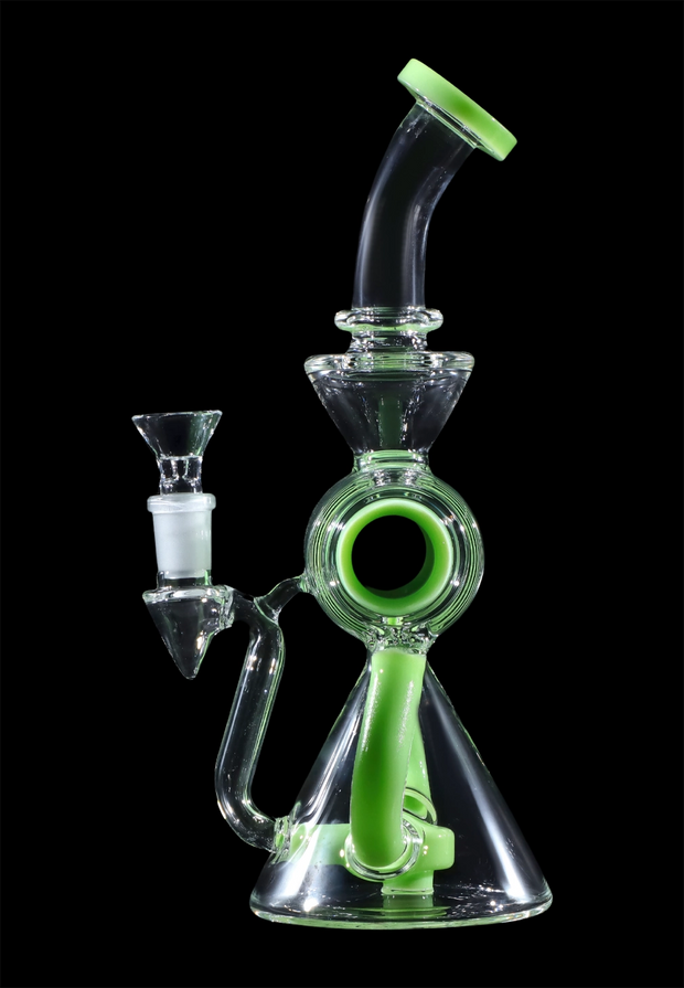 Barrel with Circ Perc Water Pipe - Milky Green - 7.5 in.