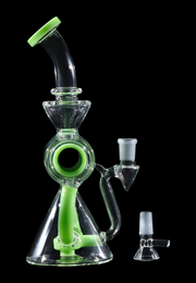 Barrel with Circ Perc Water Pipe - Milky Green - 7.5 in.