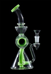 Barrel with Circ Perc Water Pipe - Milky Green - 7.5 in.