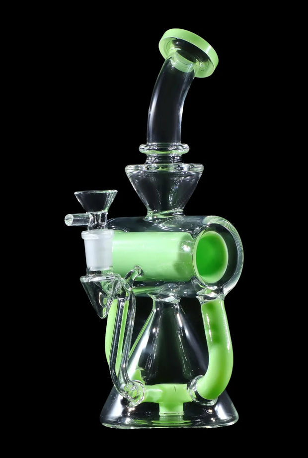 Barrel with Circ Perc Water Pipe - Milky Green - 7.5 in.
