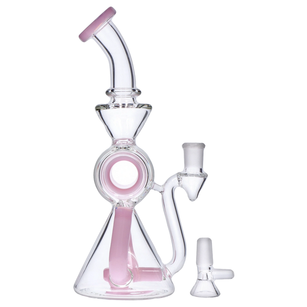 Barrel with Circ Perc Water Pipe - Milky Pink - 7.5 in.