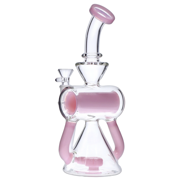 Barrel with Circ Perc Water Pipe - Milky Pink - 7.5 in.