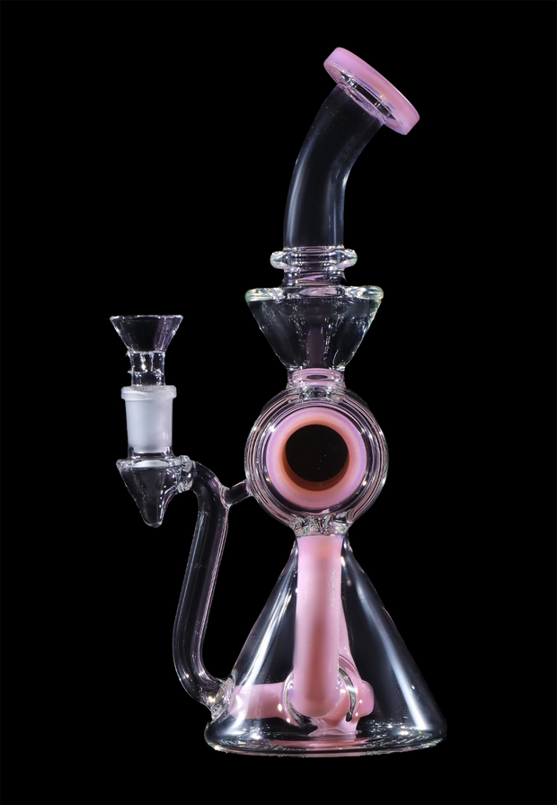 Barrel with Circ Perc Water Pipe - Milky Pink - 7.5 in.