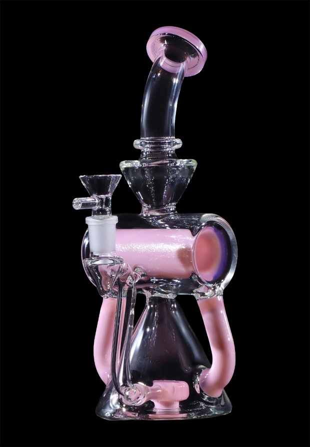 Barrel with Circ Perc Water Pipe - Milky Pink - 7.5 in.