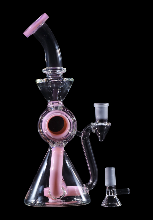 Barrel with Circ Perc Water Pipe - Milky Pink - 7.5 in.