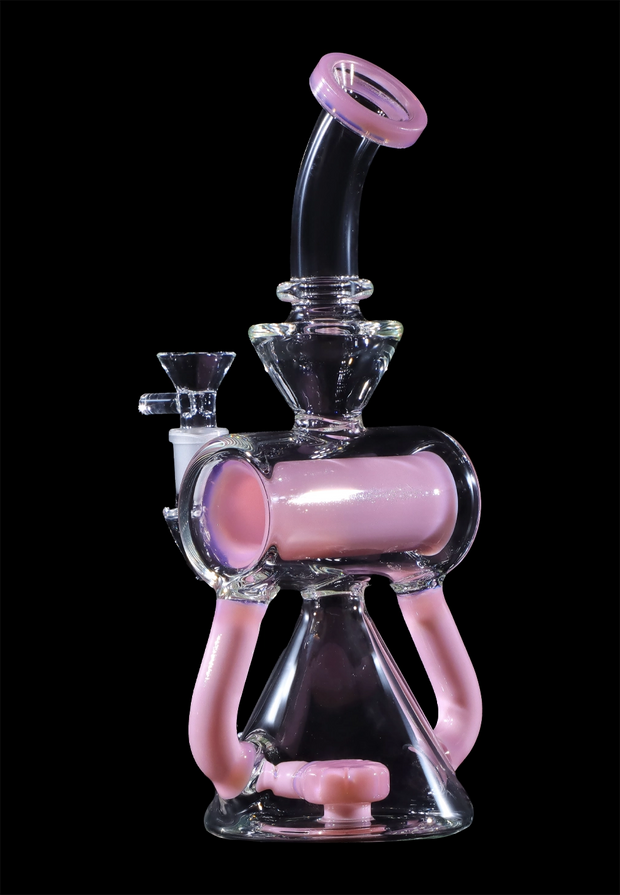 Barrel with Circ Perc Water Pipe - Milky Pink - 7.5 in.