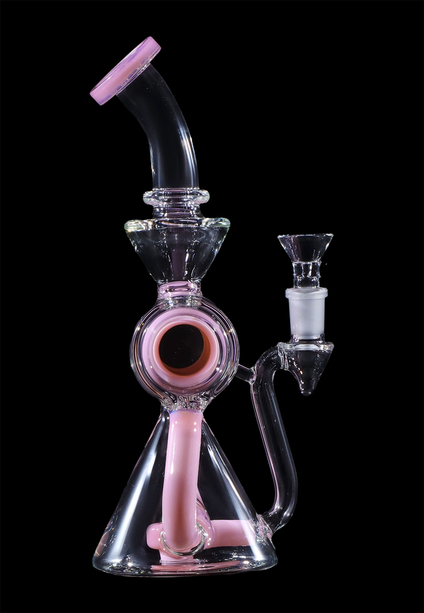 Barrel with Circ Perc Water Pipe - Milky Pink - 7.5 in.