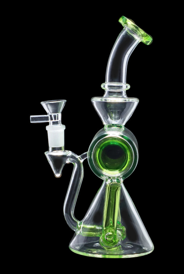 Barrel with Circ Perc Water Pipe - Neon Green - 7.5 in.