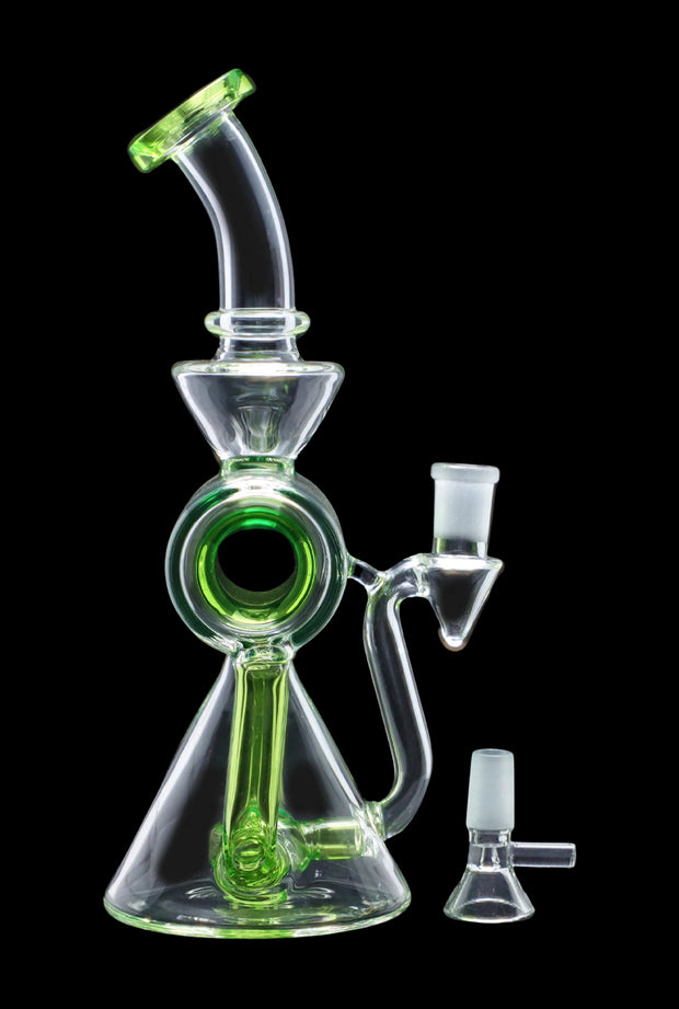 Barrel with Circ Perc Water Pipe - Neon Green - 7.5 in.