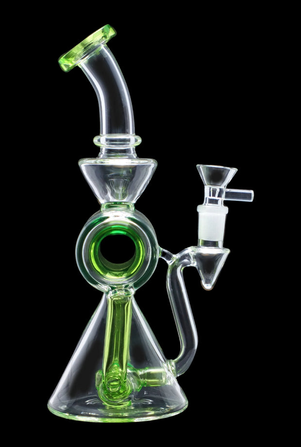 Barrel with Circ Perc Water Pipe - Neon Green - 7.5 in.