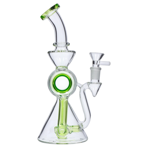 Barrel with Circ Perc Water Pipe - Neon Green - 7.5 in.