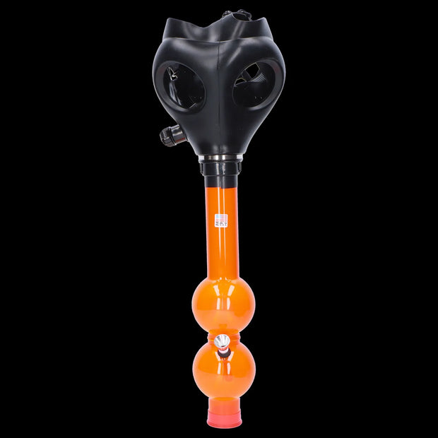 JM Plastics Black Gas Mask with Bright Acrylic Water Pipe