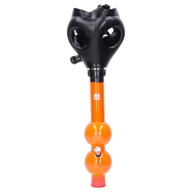 JM Plastics Black Gas Mask with Bright Acrylic Water Pipe