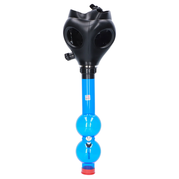 JM Plastics Black Gas Mask with Bright Acrylic Water Pipe