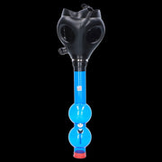 JM Plastics Black Gas Mask with Bright Acrylic Water Pipe
