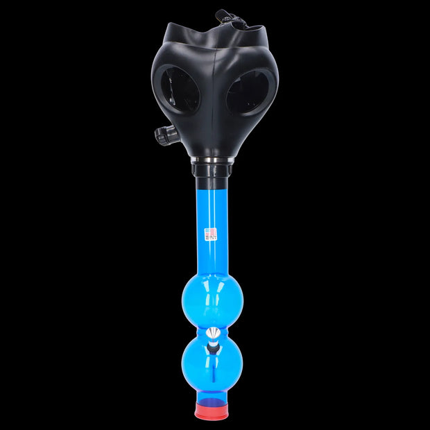 JM Plastics Black Gas Mask with Bright Acrylic Water Pipe