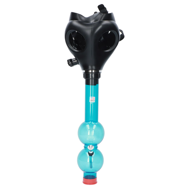 JM Plastics Black Gas Mask with Bright Acrylic Water Pipe
