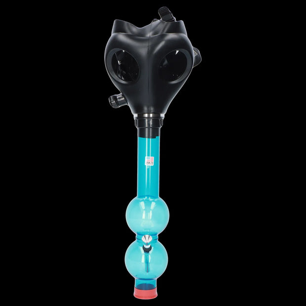 JM Plastics Black Gas Mask with Bright Acrylic Water Pipe