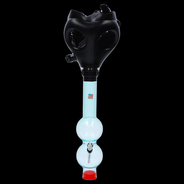 JM Plastics Black Gas Mask with Bright Acrylic Water Pipe