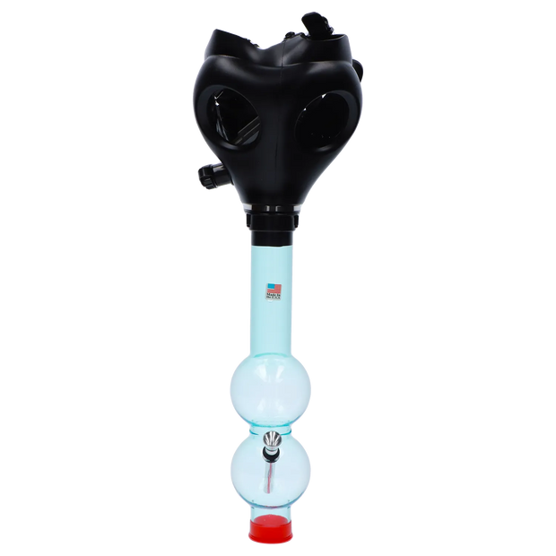 JM Plastics Black Gas Mask with Bright Acrylic Water Pipe