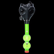 JM Plastics Black Gas Mask with Bright Acrylic Water Pipe