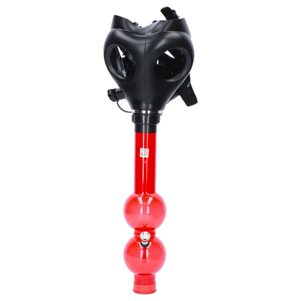 JM Plastics Black Gas Mask with Bright Acrylic Water Pipe